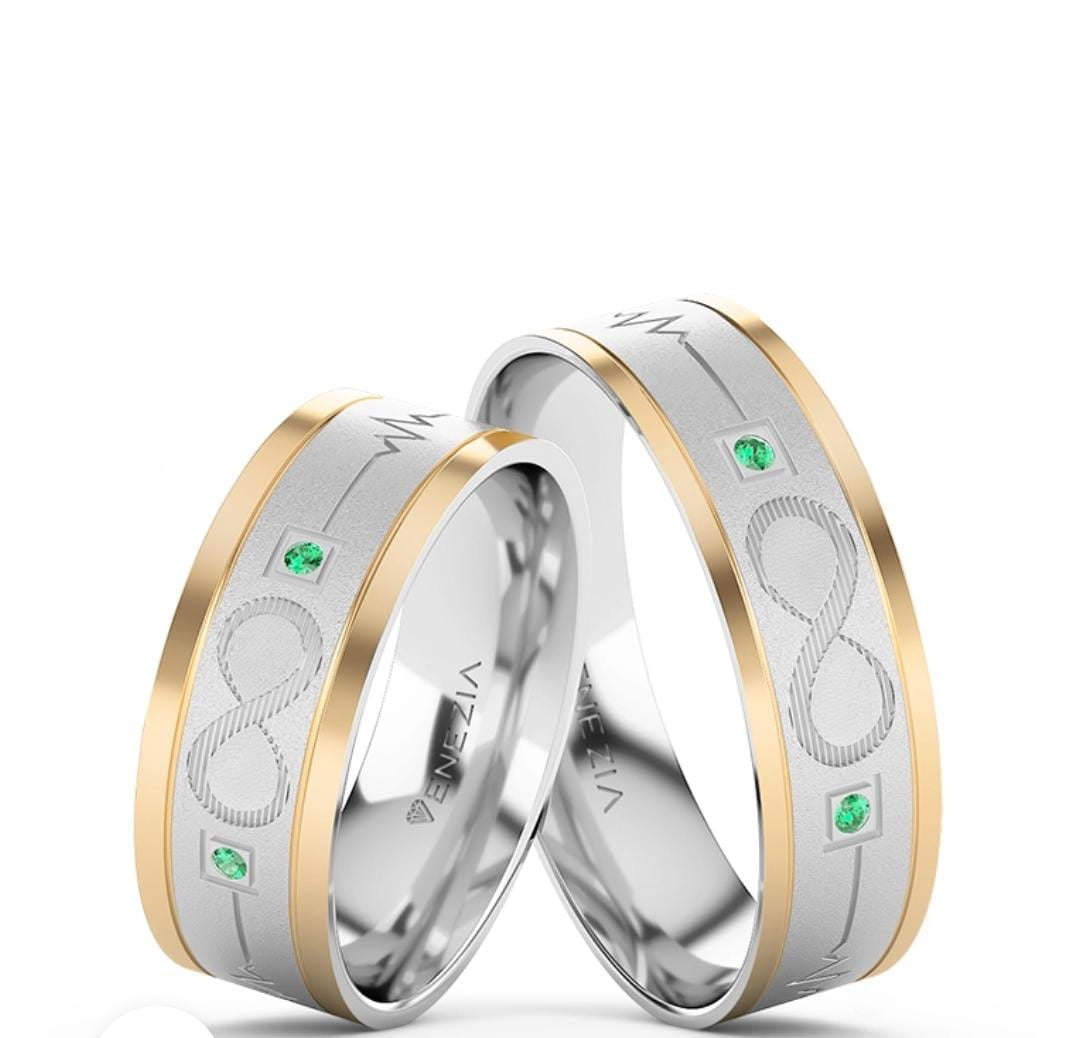 ARGOLLAS PLATA 950 Y ORO 18K ETERNIDAD DE DOS REF 6046