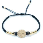 Pulsera tejida dije FE con neopreno y balín #6 y #4