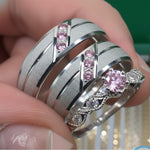 SET DE ARGOLLAS DE MATRIMONIO CON ANILLO DE COMPROMISO DIAMANTADO REF 5662