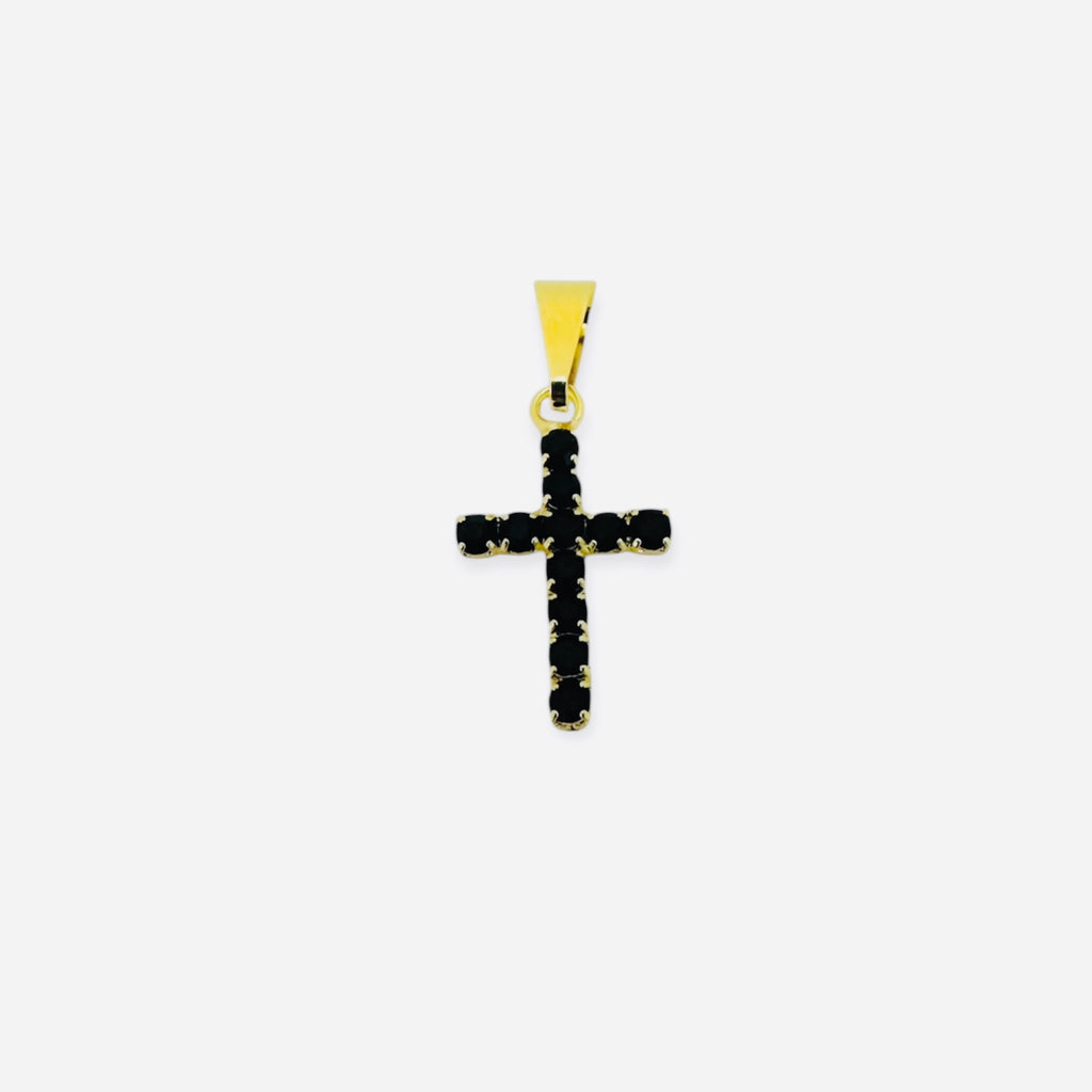 DIJE CRUZ PIEDRA NEGRA 18MM 699