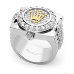 ANILLO PARA HOMBRE CON CORONA ROLEX EN ORO Y PLATA AHOP -34