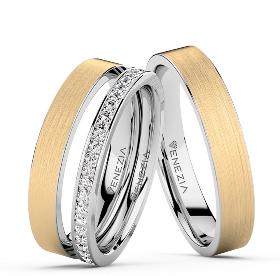 SET DE ARGOLLAS Y ANILLO DE COMPROMISO ALIANZA DORADA REF 7049