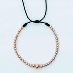 Pulsera tejida oro laminado rosa balín #8 #6 centro y #3