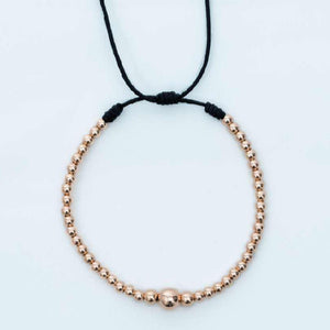 Pulsera tejida oro laminado rosa balín #8 #6 centro y #3