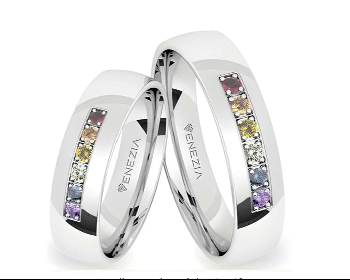 Argollas liso  brillante zircon suizo arcoíris
