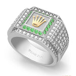 ANILLO PARA HOMBRE CON CORONA ROLEX EN ORO Y PLATA