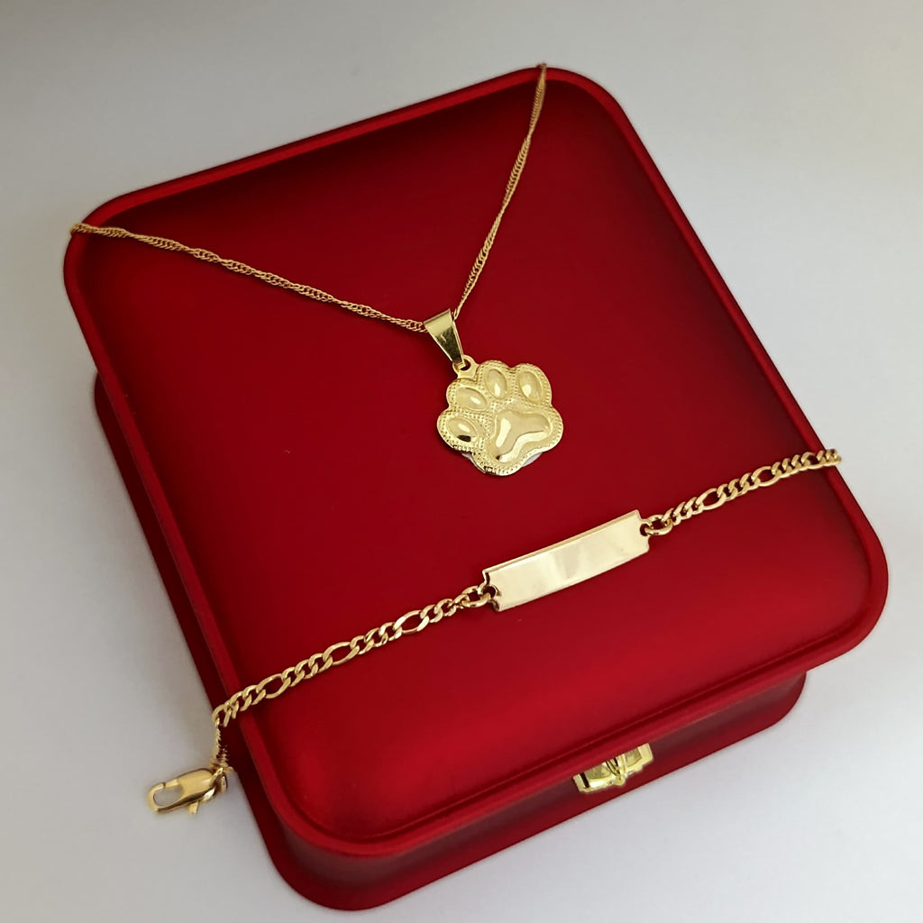 🐾 “Combo Huellita: Cadena con dije y esclava Cartier llenos de ternura”