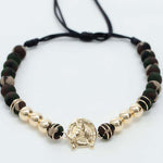 Pulsera tejida herradura de caballo con neopreno y balín #6