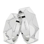 Argollas zit-zat con liso brillante, zircon suizo blanco