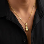 CONJUNTO DE CADENA DE HOMBRE ESCALERA PLANA CON DIJE BOLSA DE DINERO