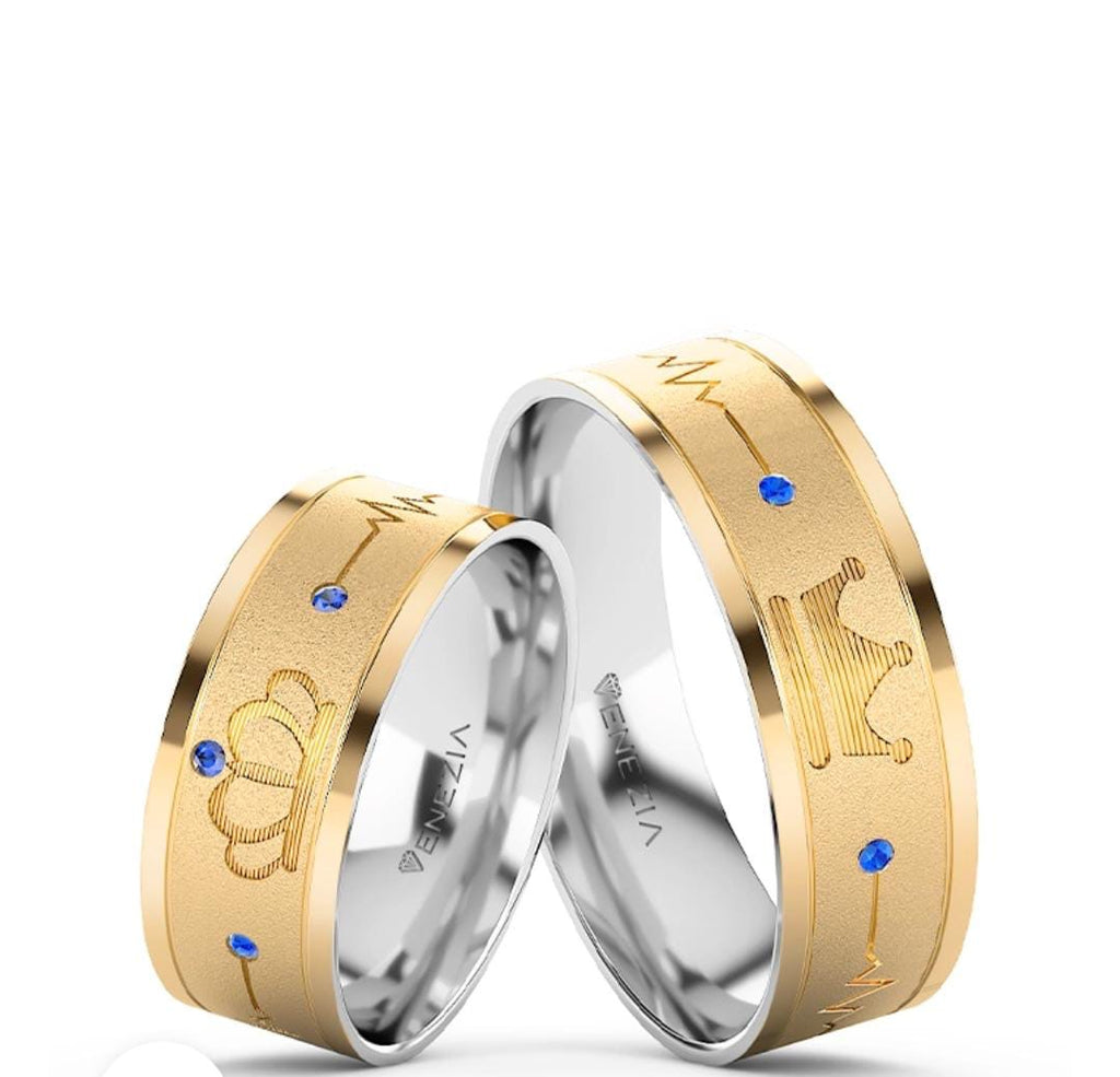 ARGOLLAS ORO 18K Y PLATA 950 ALIANZA REAL CIRCON AZUL REF 6062