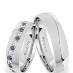 Argollas satinado y liso brillante zircon suizo azul y blanco
