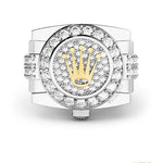 ANILLO PARA HOMBRE CON CORONA ROLEX EN ORO Y PLATA AHOP -34