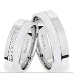Argollas mate y liso brillante y zircon suizo blanco