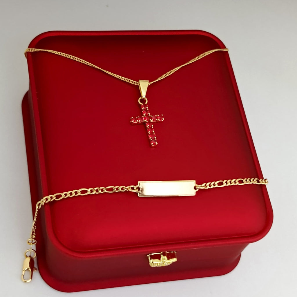 ✝️ “Combo Cruz Roja: Cadena con dije y esclava Cartier para protegerte con estilo”