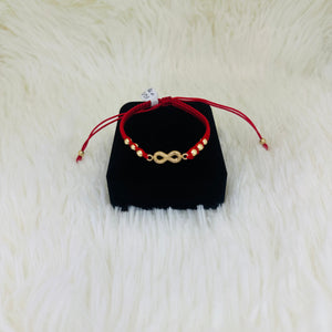 PULSERA TEJIDA CON DIJE INFINITO ROJA BALÍN #4 REF 1053