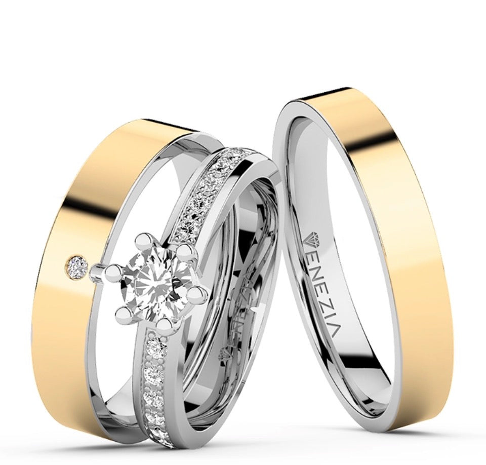 SET DE ARGOLLAS Y ANILLO DE COMPROMISO NOBLEZA DUO REF 7052