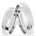 Argollas satinada y liso brillante zircon suizo blanco