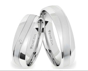 Argollas satinada y liso brillante zircon suizo blanco