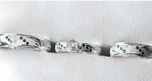 Set de argollas diamantadas con circon verde esmeralda