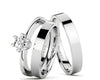Set de argollas liso brillante con circon suizo blanco