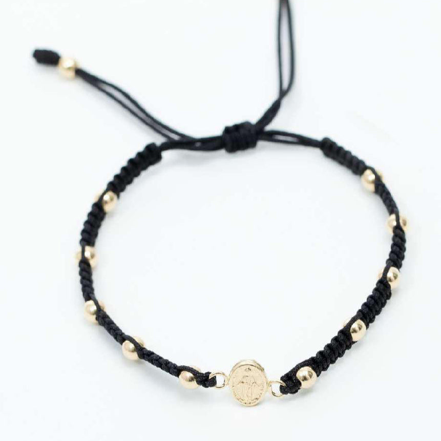 Pulsera con dije centro milagrosa y balín #4 liso