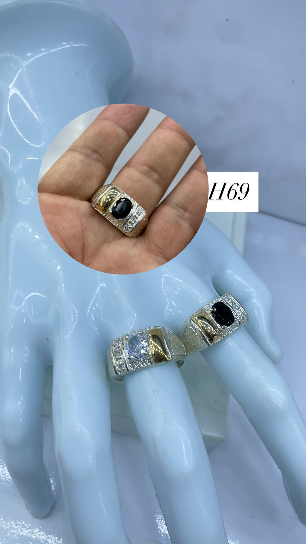 Anillo De Caballero Piedra Negra Y Cristal Ref 4272
