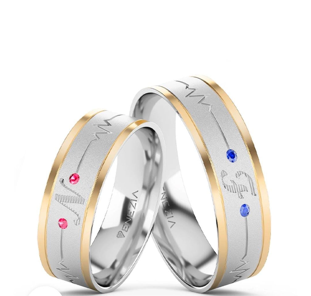 ARGOLLAS PLATA 950 Y ORO 18K NUESTROS LATIDOS REF 6043