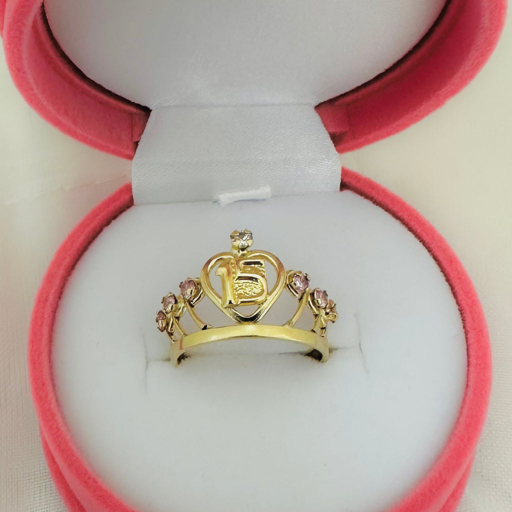 Anillo 15 años rosados y blanco ref 1539
