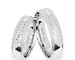 Argollas satinado y liso brillante zircon suizo blanco
