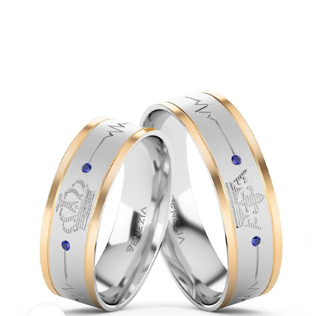 ARGOLLAS PLATA 950 Y ORO 18K ETERNIDAD AZUL REF 6042