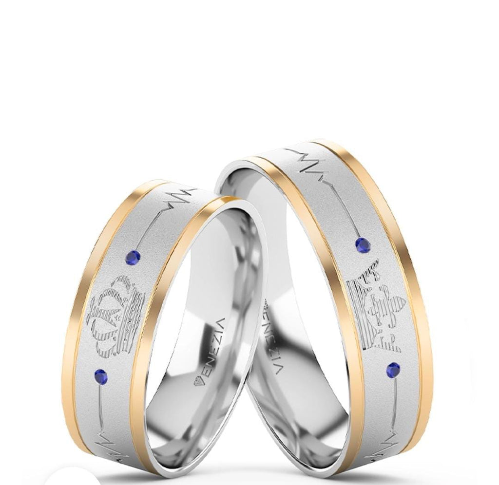 ARGOLLAS PLATA 950 Y ORO 18K ETERNIDAD AZUL REF 6042