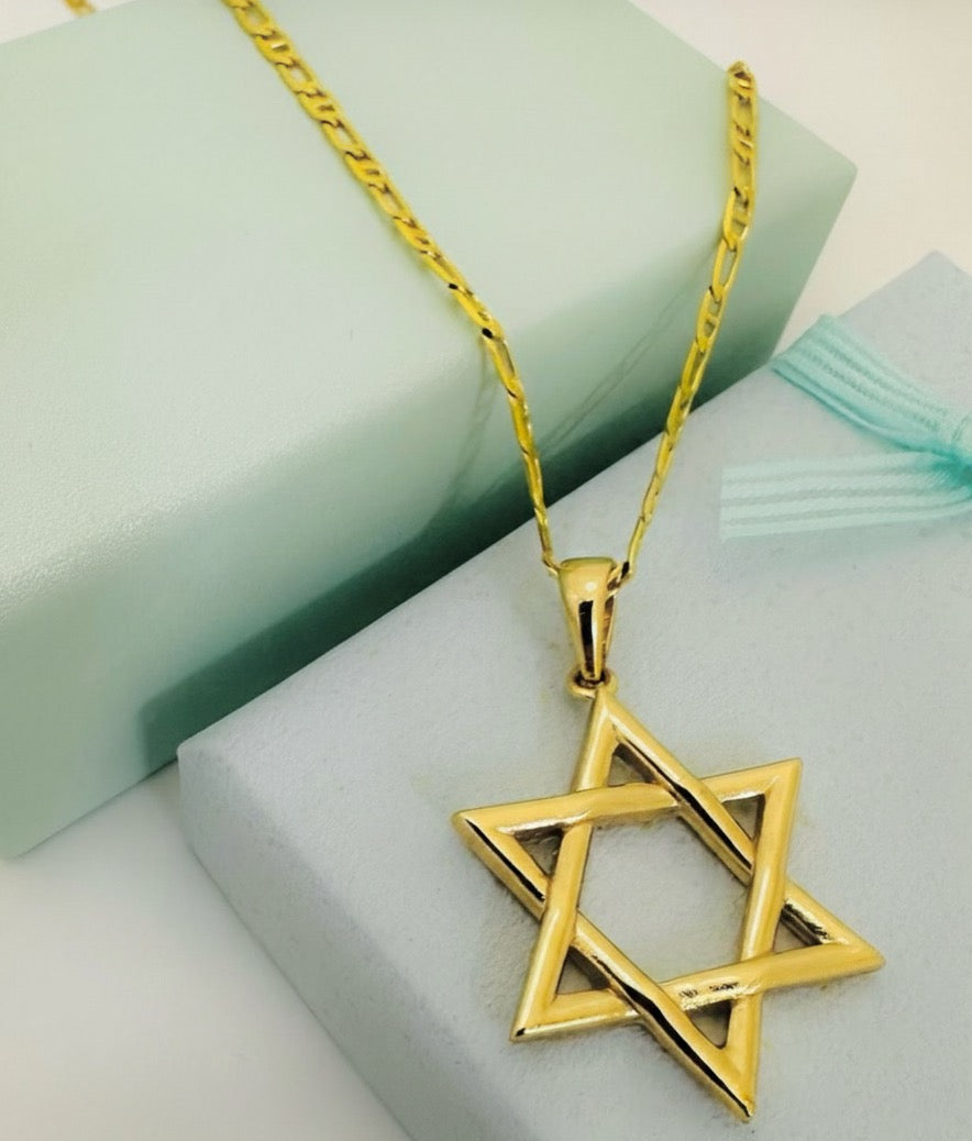 CONJUNTO DE CADENA DE HOMBRE ESCALERA  CON DIJE ESTRELLA