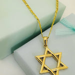 CONJUNTO DE CADENA DE HOMBRE ESCALERA  CON DIJE ESTRELLA