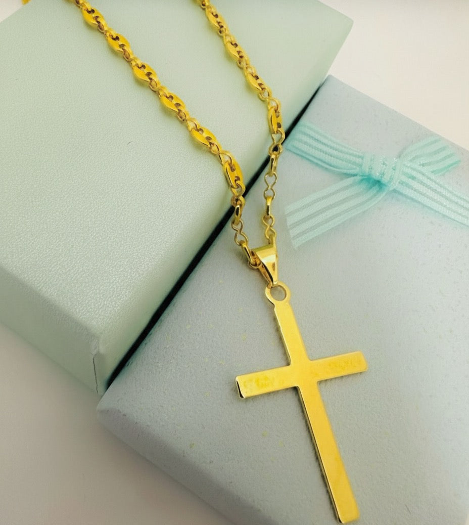 CONJUNTO DE CADENA DE HOMBRE GUCCI CON DIJE CRUZ