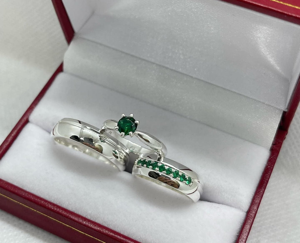 SET DE ARGOLLAS DE MATRIMONIO CON ANILLO DE COMPROMISO SUEÑO NATURAL REF 5666