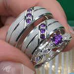 SET DE ARGOLLAS DE MATRIMONIO CON ANILLO DE COMPROMISO DIAMANTADO REF 5662