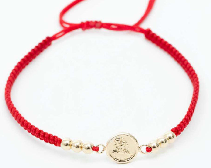Pulsera tejida con balín liso #4 y dije san Miguel arcángel