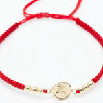 Pulsera tejida con balín liso #4 y dije san Miguel arcángel