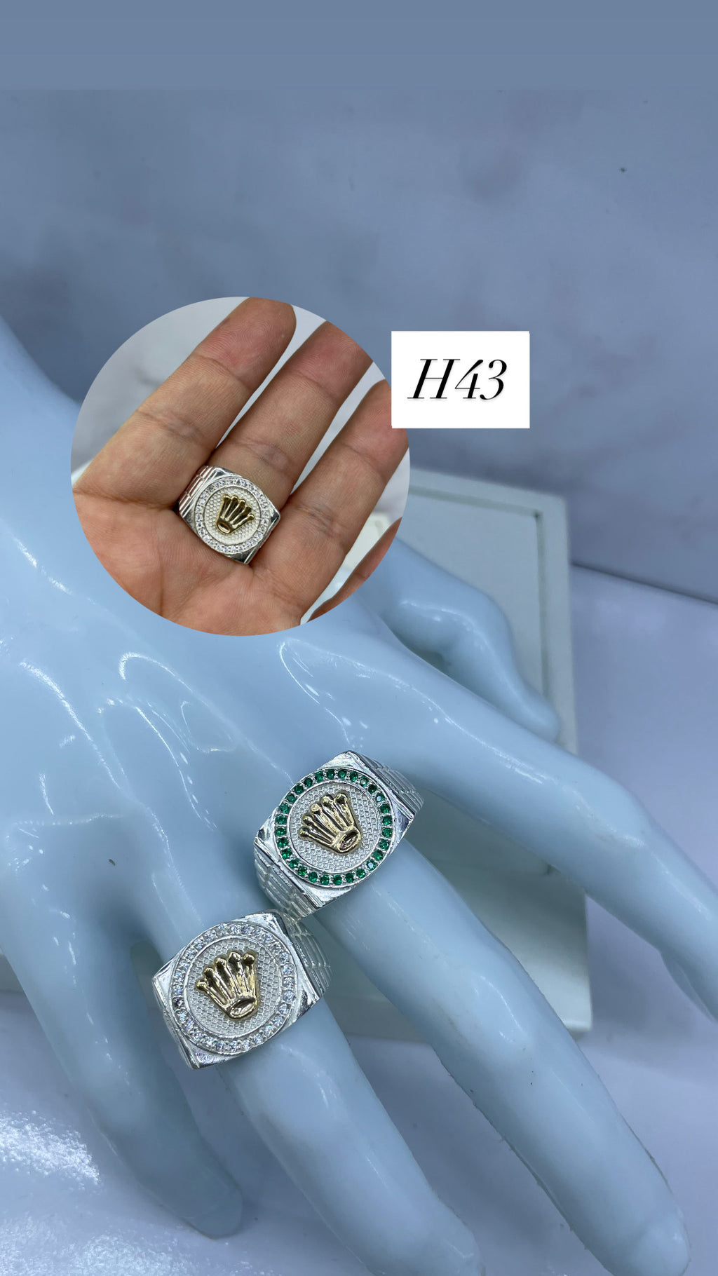 Anillo De Caballero Rolex Cristal y Verde Ref 4272