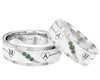 Argollas mate electrocardiograma superficial e iniciales zircon suizo verde esmeralda