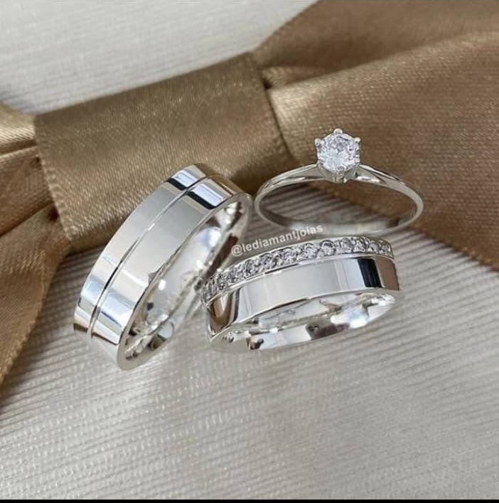 SET DE ARGOLLAS DE MATRIMONIO LISAS CON CIRCON REF 5678