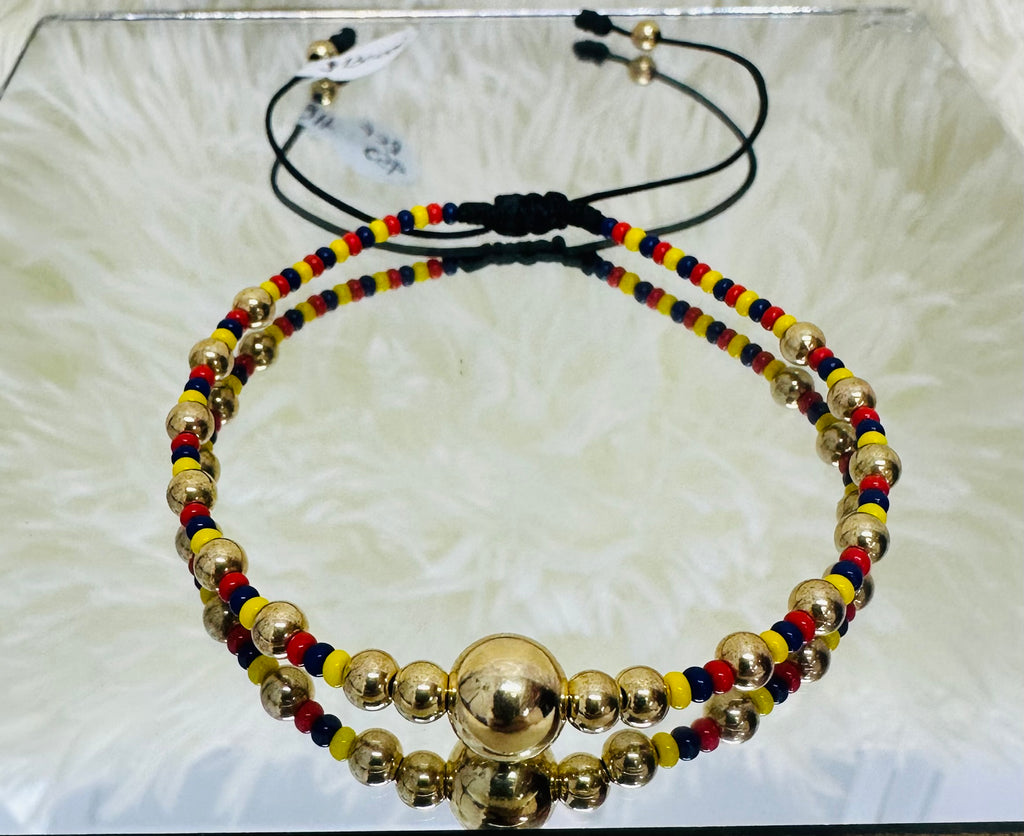 PULSERA TEJIDA COLOMBIA BALÍN CENTRO #8 Y #4 REF 953