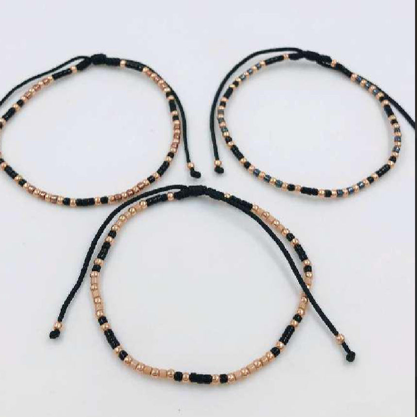Pulsera oro laminado rosa con balín #1