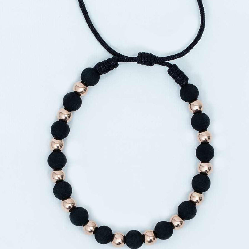 Pulsera tejida con balín #4 y neopreno liso