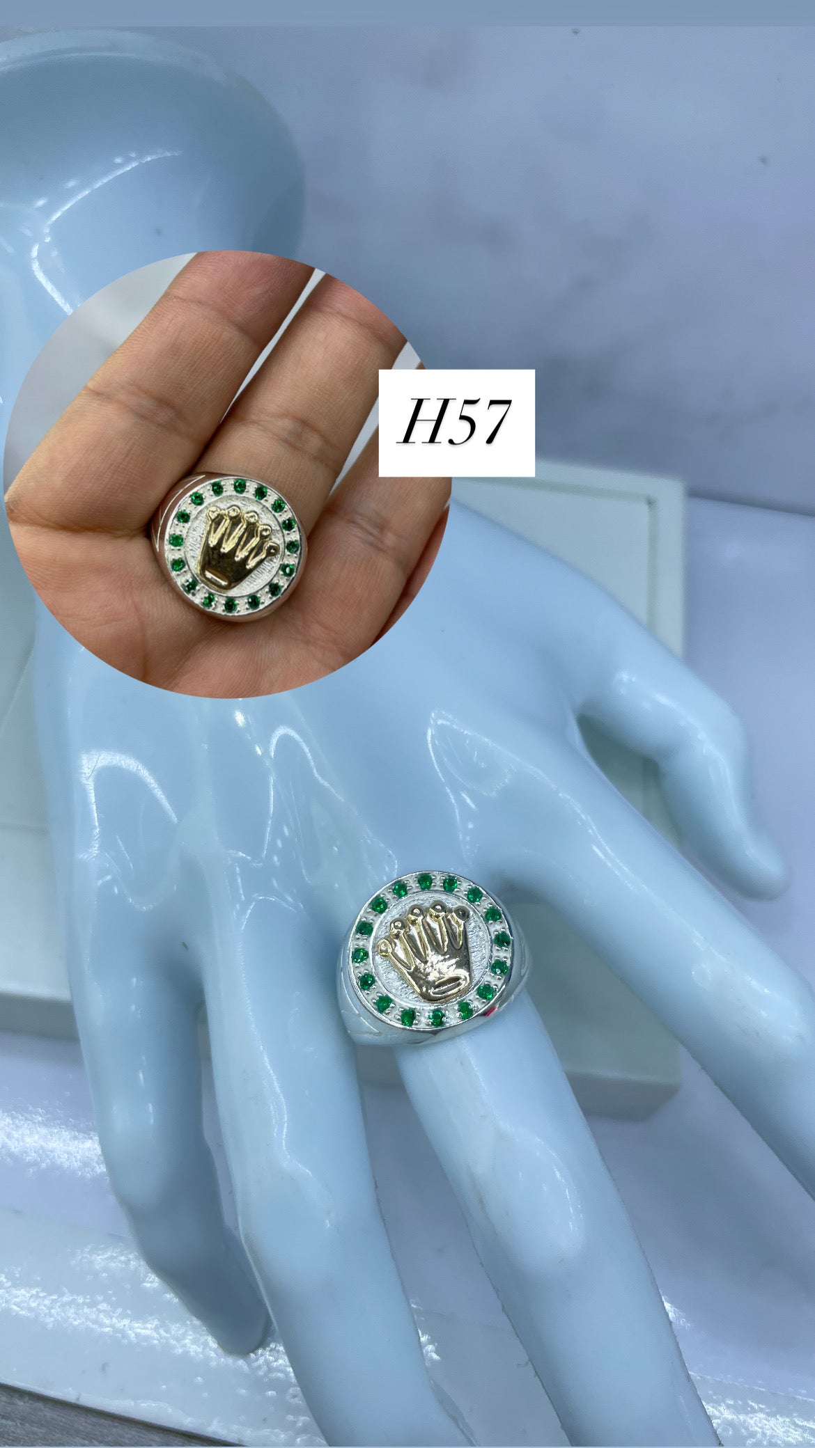 Anillo De Caballero Rolex Grande Verde Esmeralda Ref 4272