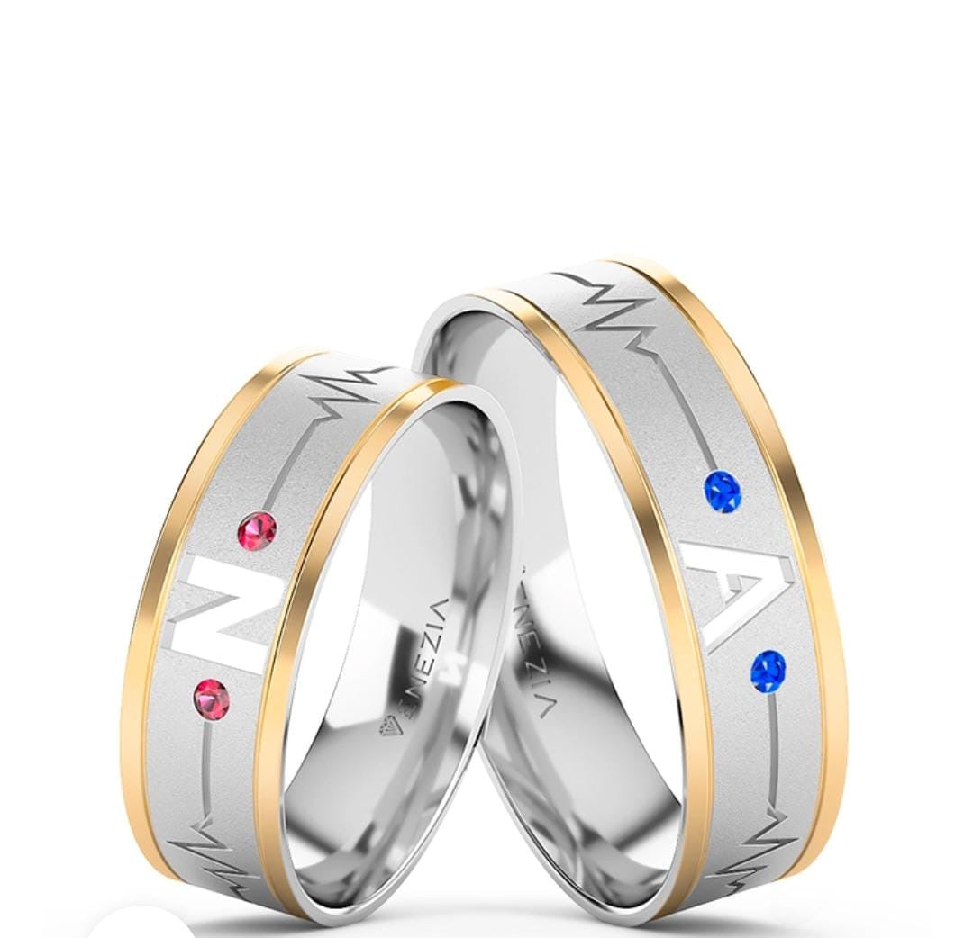 ARGOLLAS PLATA 950 Y ORO 18K LATIDO AZUL Y ROJO REF 6047