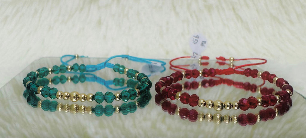 PULSERAS TEJIDAS MURANO ROJO Y VERDE BALÍN #2 Y 3 REF 957
