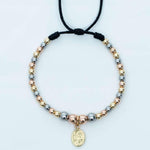 Pulseda tejida virgen milagrosa 3 oros balín #8 y #4