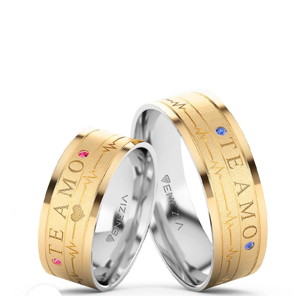 ARGOLLAS ORO 18K Y PLATA 950 TE AMO AZUL Y ROSADO  REF 6055